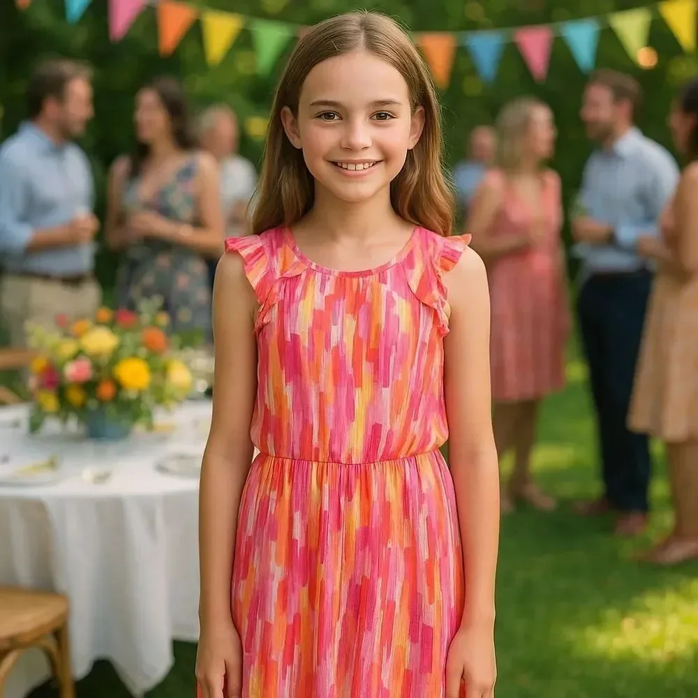 Wonder Nation Girls XXL 18 Colorful Lurex Chiffon Party Dress NWT – Tween Fit